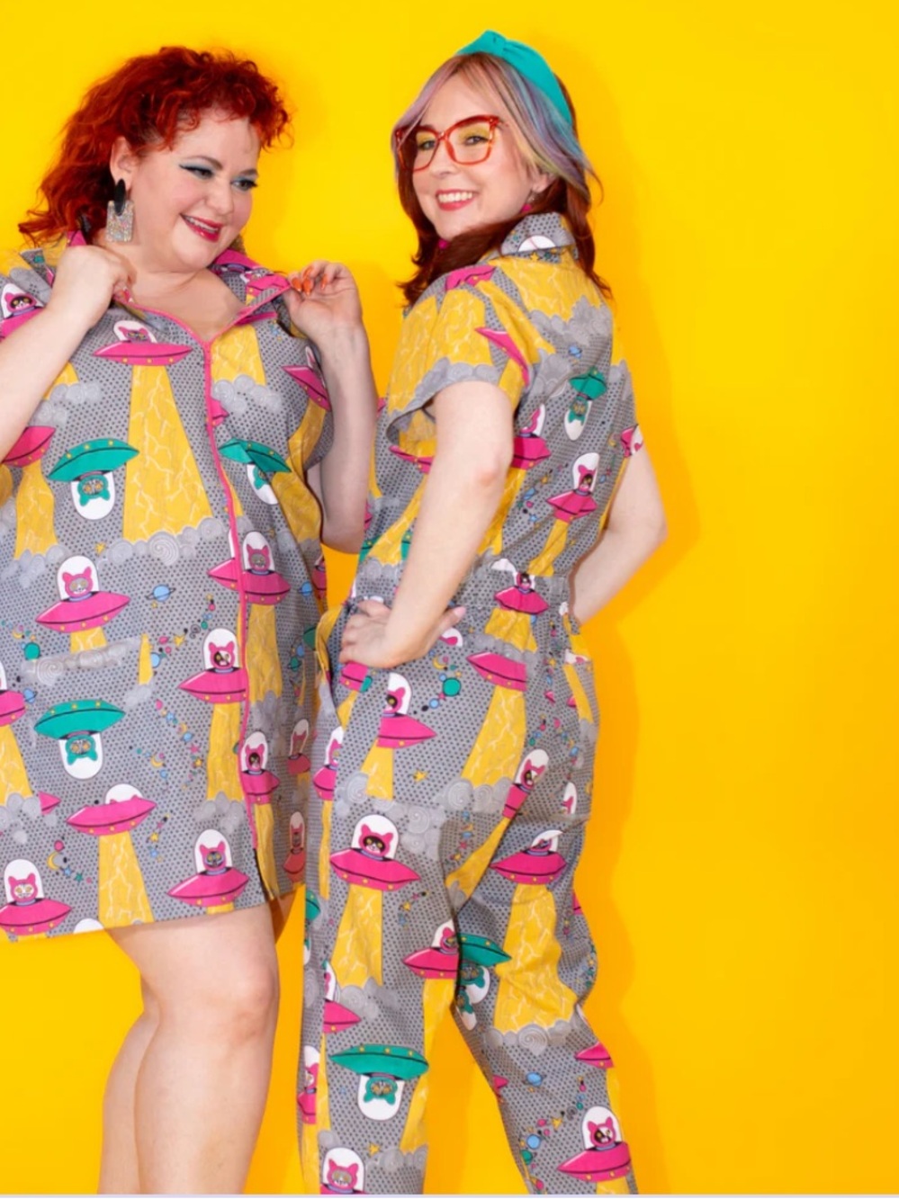 NWOT Blue Platypus Clothing Cats In Space Jumpsuit In Asteroid Field SizeXS - Picture 4 of 14